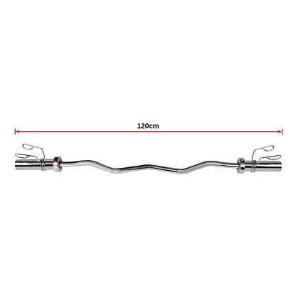 120cm Chrome Olympic EZ Curl Bar – Weightlifting Barbell for Home Gym & Bodybuilding
