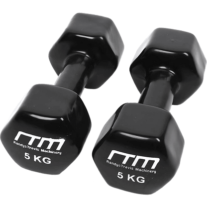 5kg Dumbbells Pair PVC Hand Weights Rubber Coated
