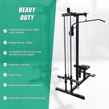 Lat Pulldown Low Row Fitness Machine – Home Gym Strength Trainer