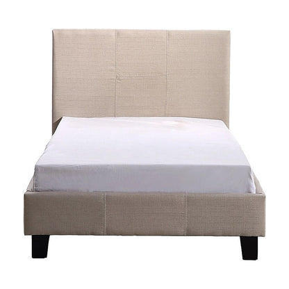 Single Linen Fabric Bed Frame Beige