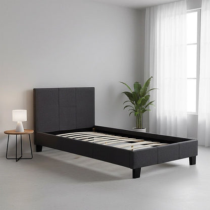Single Linen Fabric Bed Frame Grey