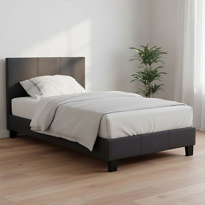 Single Linen Fabric Bed Frame Grey