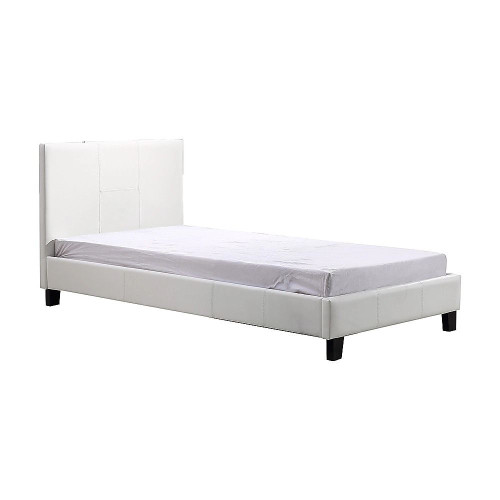 Single PU Leather Bed Frame White