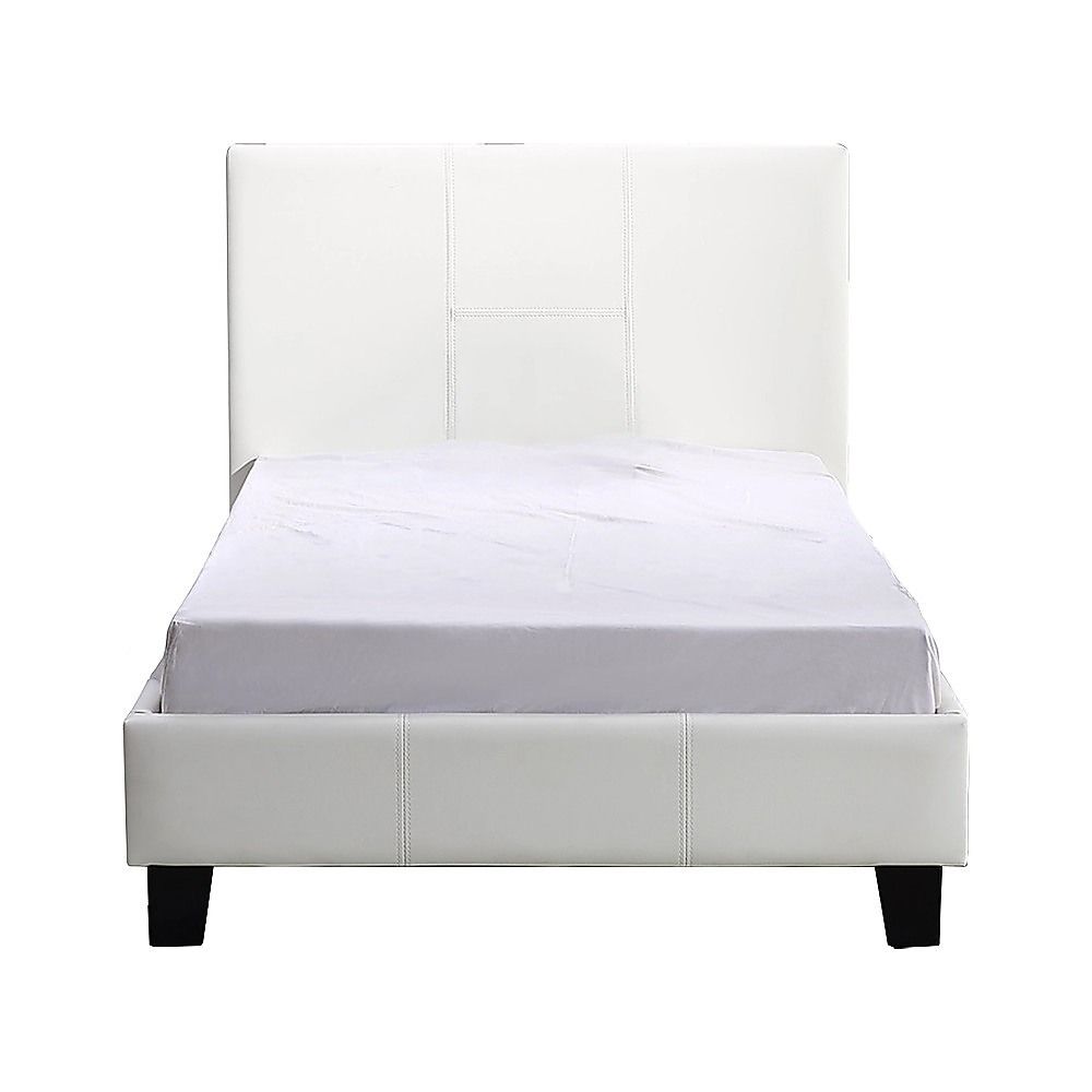Single PU Leather Bed Frame White