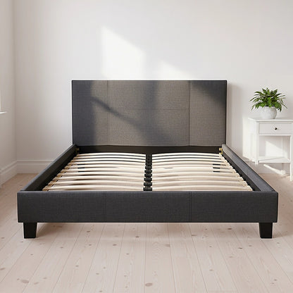 Double Linen Fabric Bed Frame Grey