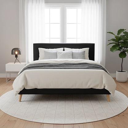 Queen PU Leather Deluxe Bed Frame Black