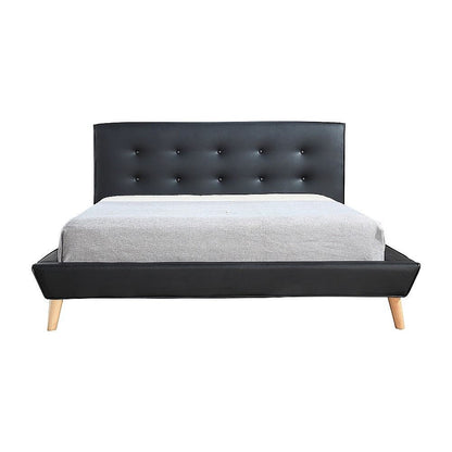 Queen PU Leather Deluxe Bed Frame Black