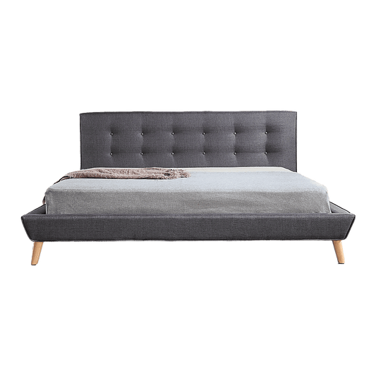 King Linen Fabric Deluxe Bed Frame Grey