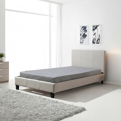 King Single Linen Fabric Bed Frame Beige