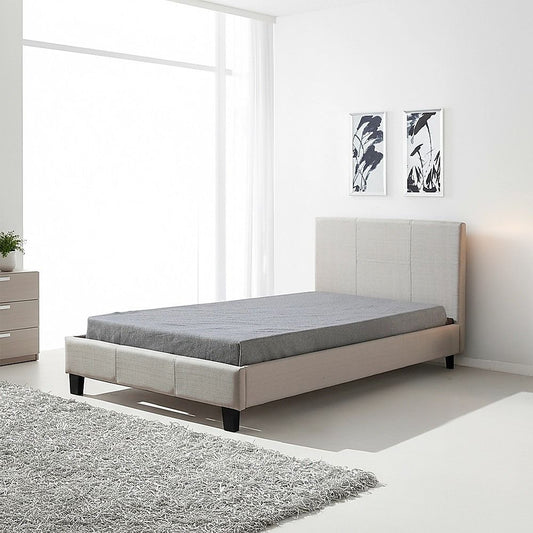 King Single Linen Fabric Bed Frame Beige