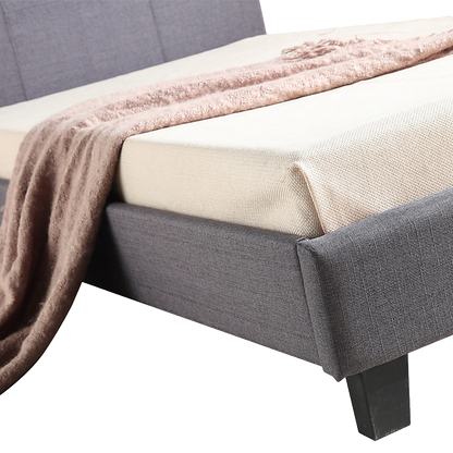King Single Linen Fabric Bed Frame Grey