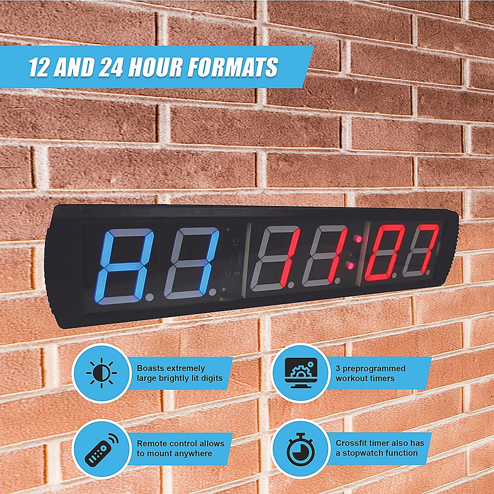 6 Digit Digital Timer Interval Fitness Clock LED Gym Display