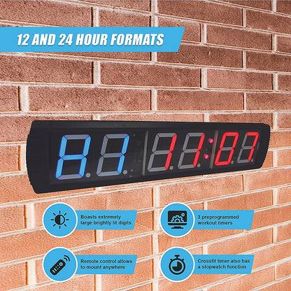 6 Digit Digital Timer Interval Fitness Clock LED Gym Display