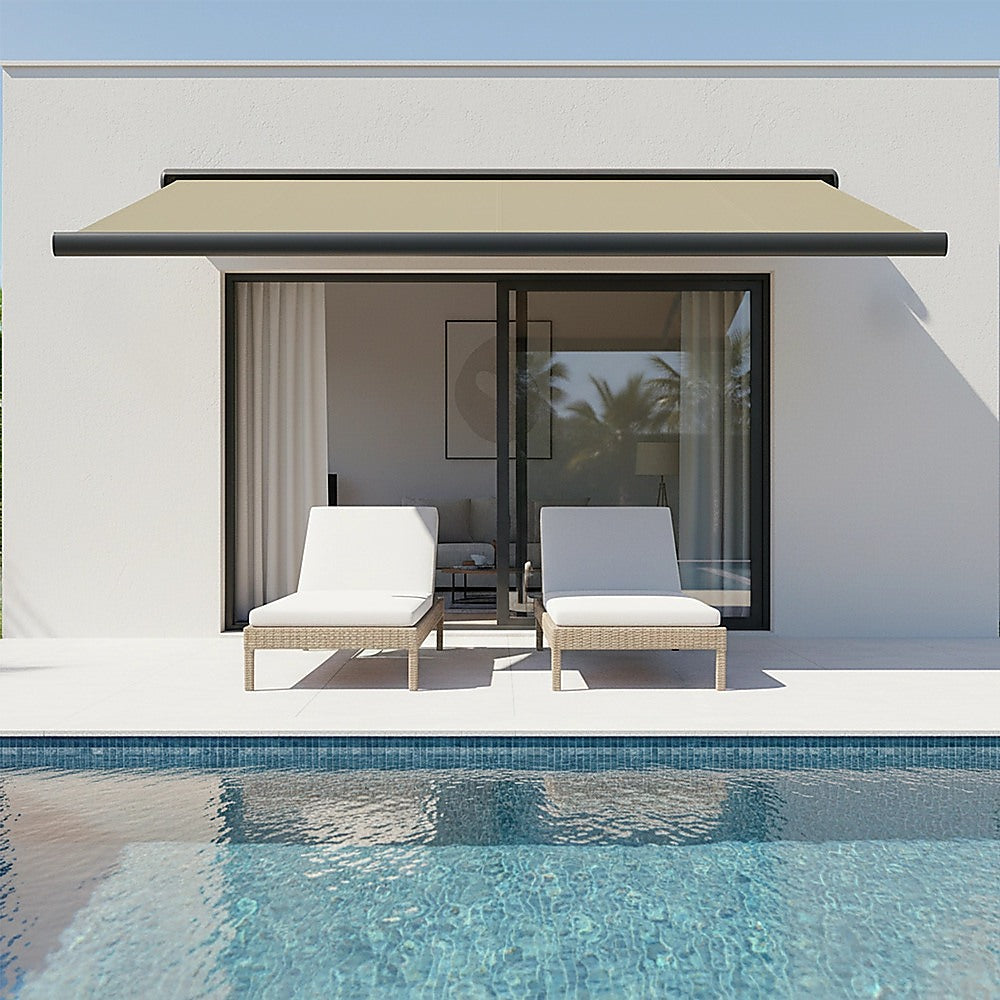 4.0m x 3.0m Retractable Folding Arm Awning Heavy Duty Full Cassette Motorised