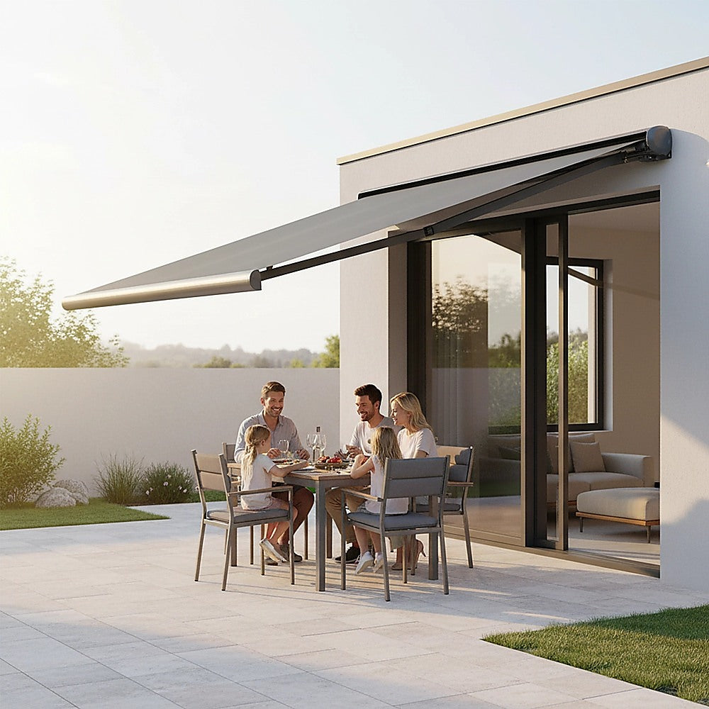 4.0m x 3.0m Retractable Folding Arm Awning Heavy Duty Full Cassette Motorised