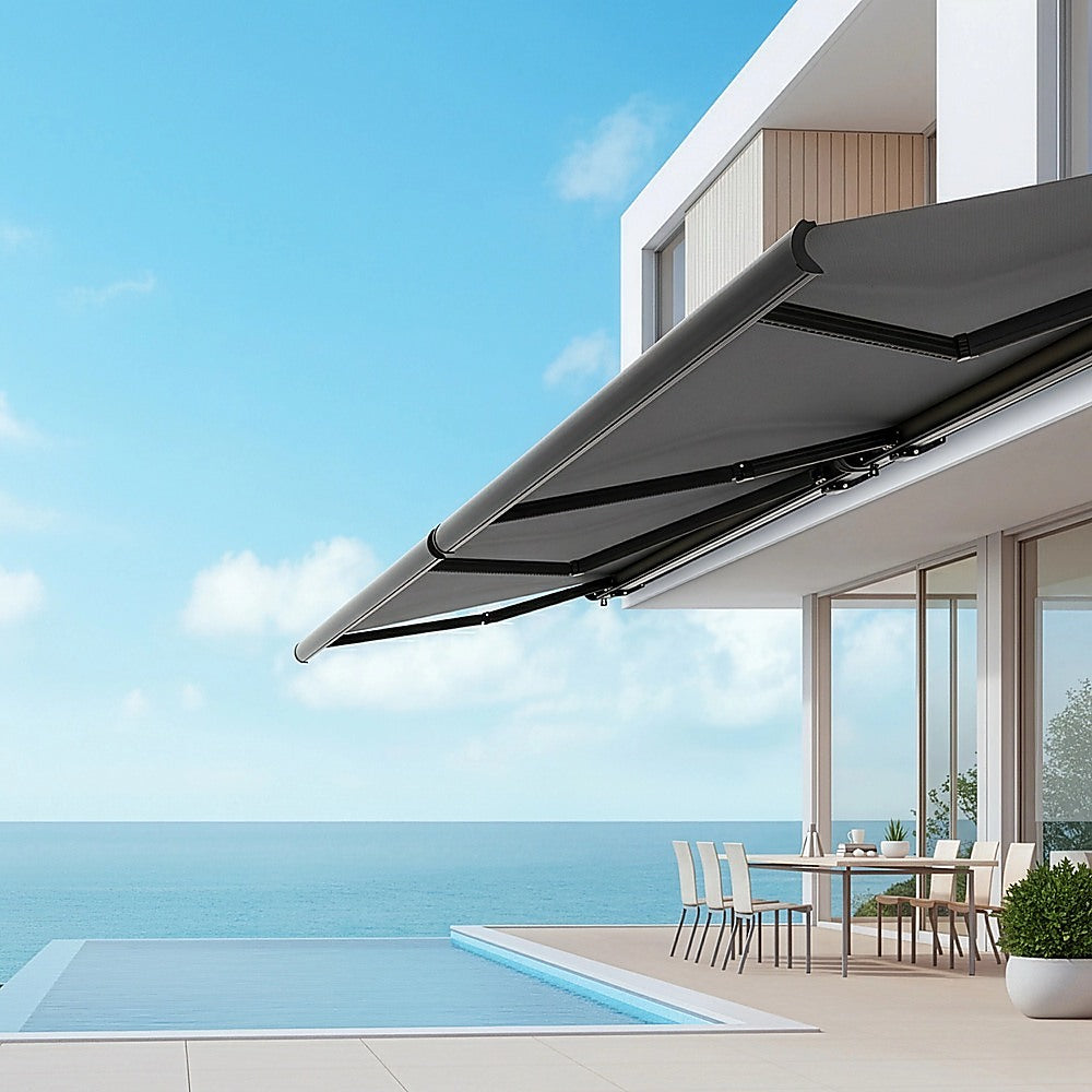 5.0m x 3.0m Retractable Folding Arm Awning Heavy Duty Full Cassette Motorised