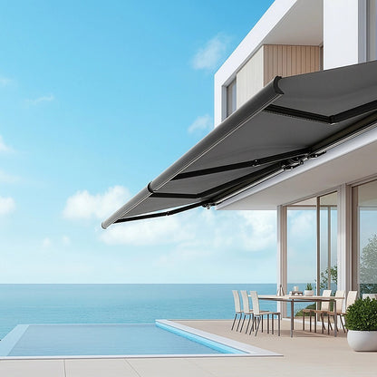5.0m x 3.0m Retractable Folding Arm Awning Heavy Duty Full Cassette Motorised