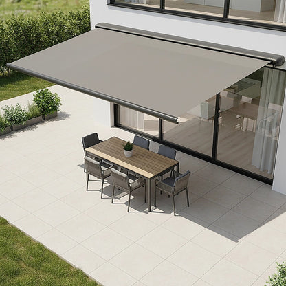 5.0m x 3.0m Retractable Folding Arm Awning Heavy Duty Full Cassette Motorised