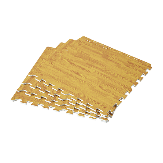 12 Tiles EVA Fitness Home Yoga Gym Interlocking Floor Puzzle Mat - Wood Colour