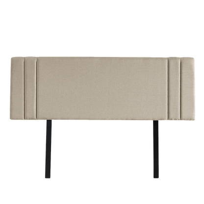 Linen Fabric King Bed Deluxe Headboard Bedhead - Beige