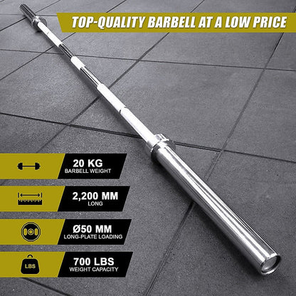 20kg Olympic Barbell 700lb Rated for Powerlifting Home Gym Training