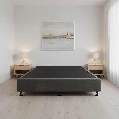 Palermo Queen Ensemble Bed Base Platinum Graphite Linen Fabric
