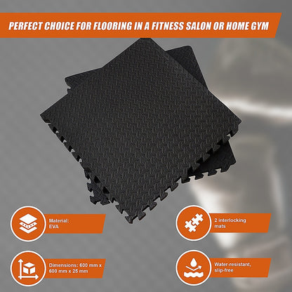 12 Tiles EVA Rubber Foam Gym Mat 60x60cm – 2.5cm Thick Fitness Flooring Set