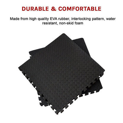 12 Tiles EVA Rubber Foam Gym Mat 60x60cm – 2.5cm Thick Fitness Flooring Set