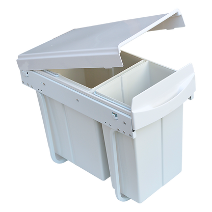 Pull Out Bin Kitchen Double Dual Slide Garbage Rubbish Waste 10L+20L