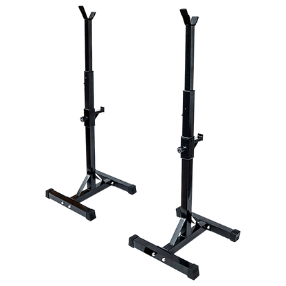 Adjustable Squat Rack Pair Steel Barbell Bench Press Stands Gym Home