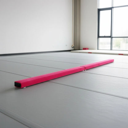 2.4m (8FT) Gymnastics Folding Balance Beam Pink Synthetic Suede