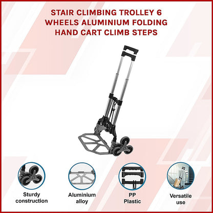 Stair Climbing Trolley 6 Wheels Aluminium Folding Hand Cart Climb Steps
