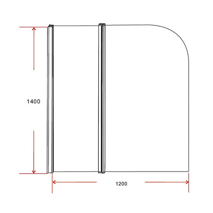 180 Degree Pivot Door 6mm Safety Glass Bath Shower Screen 1200x1400mm By Della Francesca