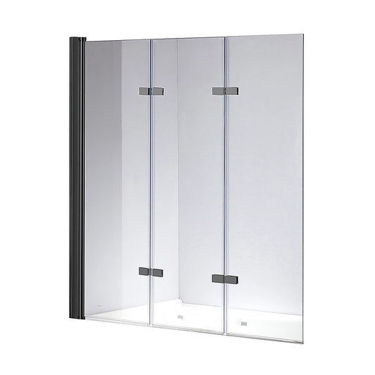 3 Fold Black Folding Bath Shower Screen Door Panel 1300mm x 1400mm