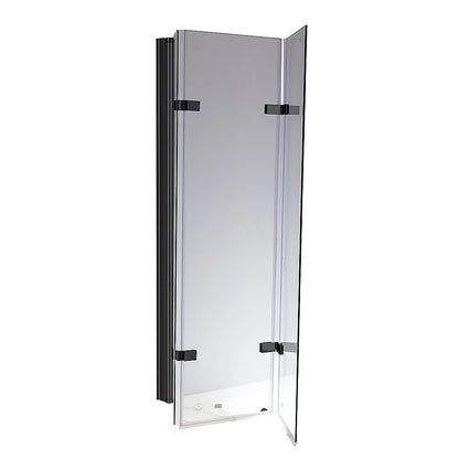 3 Fold Black Folding Bath Shower Screen Door Panel 1300mm x 1400mm