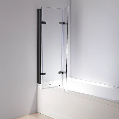 3 Fold Black Folding Bath Shower Screen Door Panel 1300mm x 1400mm