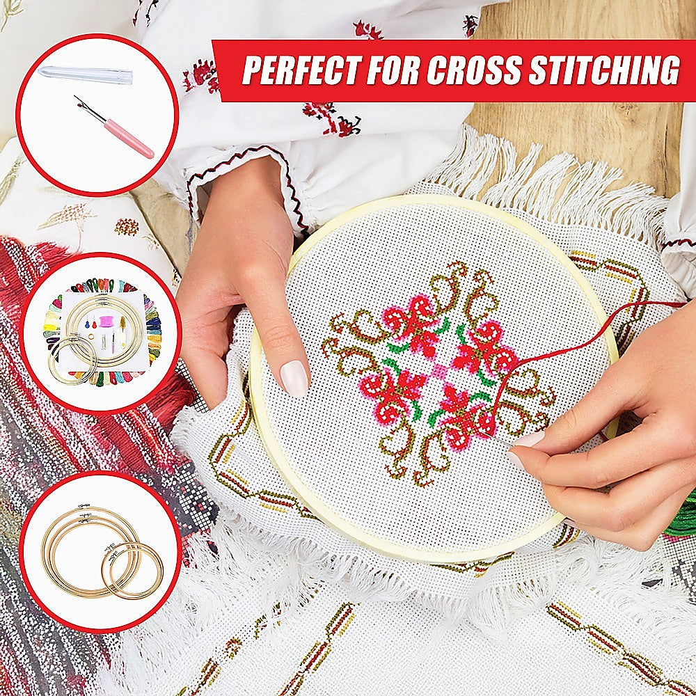 Embroidery Starter Kit Cross Stitch Kit DIY Hand Craft Stitch 50 Colour Kit