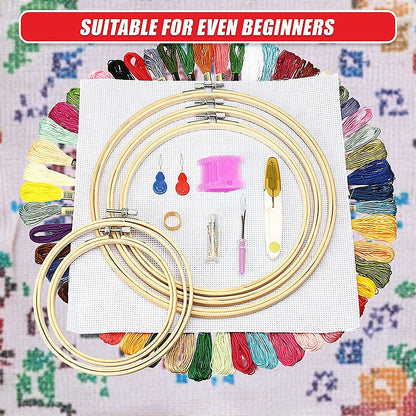Embroidery Starter Kit Cross Stitch Kit DIY Hand Craft Stitch 50 Colour Kit