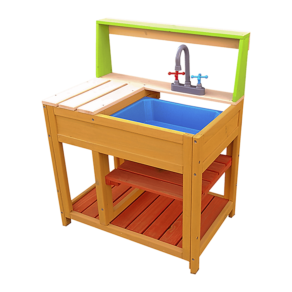 Childrens Outdoor Play Mud Kitchen Sand Pit with Display Shelf