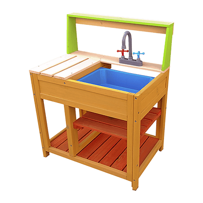 Childrens Outdoor Play Mud Kitchen Sand Pit with Display Shelf