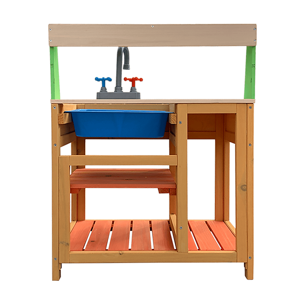 Childrens Outdoor Play Mud Kitchen Sand Pit with Display Shelf