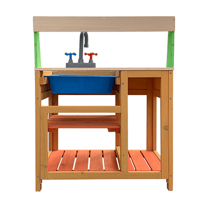 Childrens Outdoor Play Mud Kitchen Sand Pit with Display Shelf