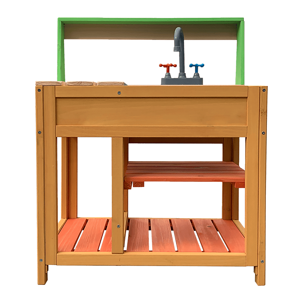 Childrens Outdoor Play Mud Kitchen Sand Pit with Display Shelf