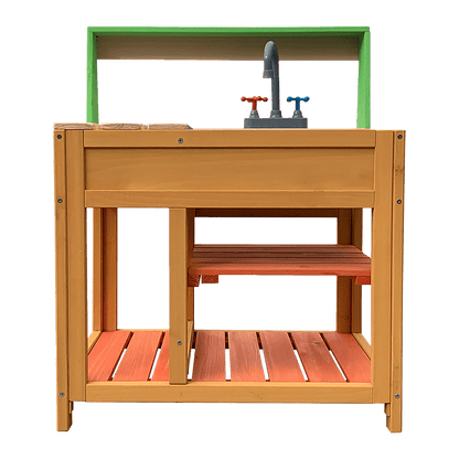 Childrens Outdoor Play Mud Kitchen Sand Pit with Display Shelf