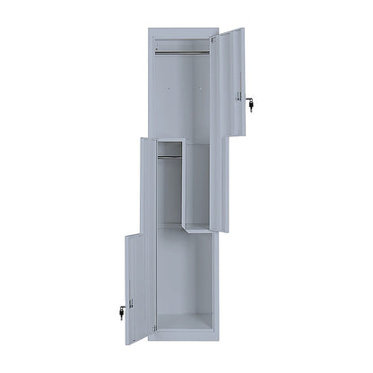 Grey Two-Door L-shaped Office Gym Shed Storage Lockers