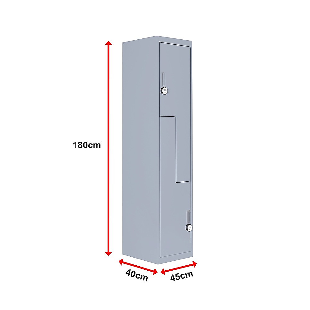 Grey Two-Door L-shaped Office Gym Shed Storage Lockers