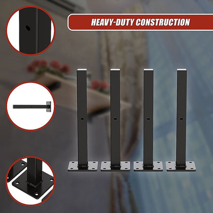 20cm Floating Shelf Brackets Industrial Metal Shelving Supports 4-Pack - Black