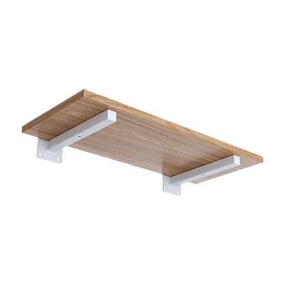 20cm Floating Shelf Brackets Industrial Metal Shelving Supports 4-Pack - White