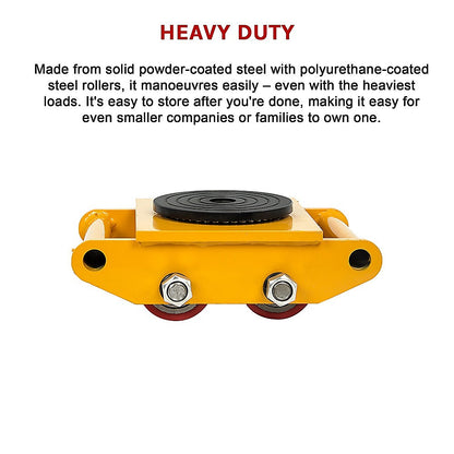 Heavy Duty Machine Dolly Skate Machinery Roller Mover Cargo Trolley 6T