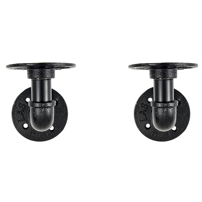 Industrial Black Iron Pipe Bracket Wall Mounted Floating Shelf - Set of 2
